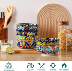 Cereal Bowl 6 Piece Set, Bohemian Ceramic Soup Bowl, 28 oz Colorful Bowl Set 07FC0E-D4 - KOEEK [3]