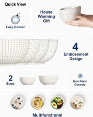 Cereal Bowl, 26 oz, Kitchen Ceramic Soup Bowl, 6 inch, Set of 4, Arctic White 07FC0E-D4 - KOEEK [4]