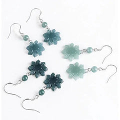 Certified Natural Blue Burma Jade jadeite S925Silver Sunflower Pendant Earrings 07FC0E-D4 - KOEEK [2]