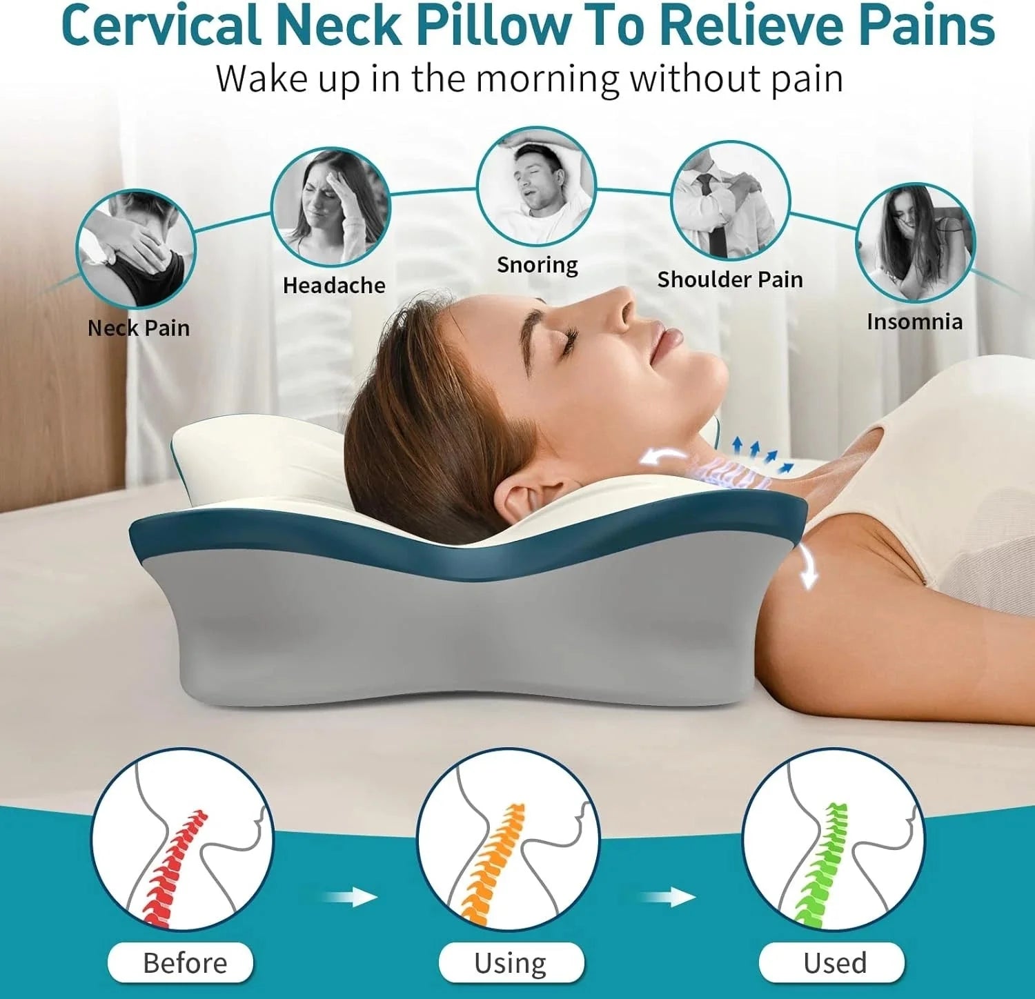 Cervical pillow, relieves neck pain - Ergonomic neck pillow 07FC0E-D4 - KOEEK [3]