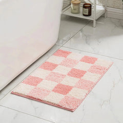 Checkered Bath mats for Bathroom Non Slip, Fluffy Absorbent Microfiber Bath mat 07FC0E-D4 - KOEEK [2]