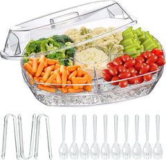 Chilled Vegetable Tray, 15-inch Clear Party Platter with 4 Compartments 07FC0E-D4 - KOEEK [2]