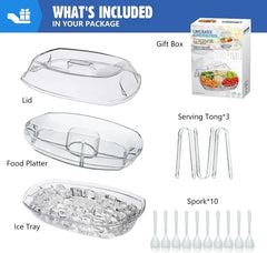 Chilled Vegetable Tray, 15-inch Clear Party Platter with 4 Compartments 07FC0E-D4 - KOEEK [3]