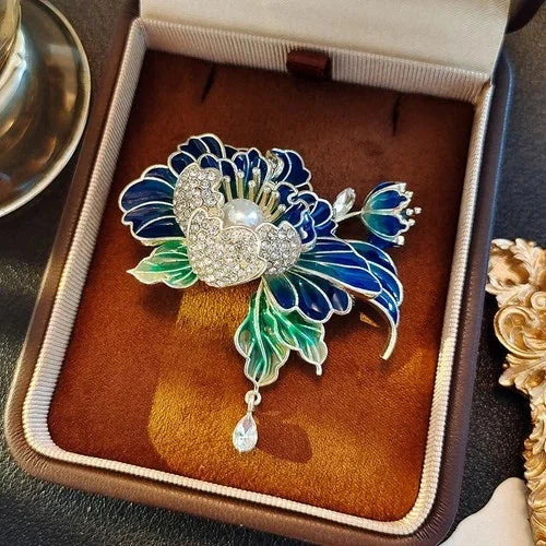 Chinese Enamel Peony Flower Brooch Vintage Cloisonne Pin Hanfu Dress Jewelry 07FC0E-D4 - KOEEK [1]