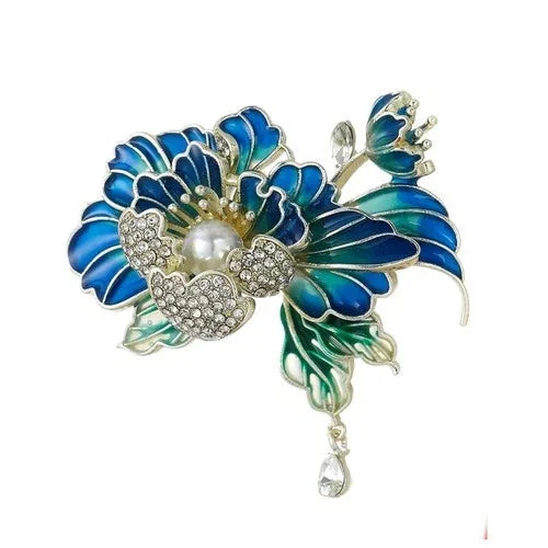 Chinese Enamel Peony Flower Brooch Vintage Cloisonne Pin Hanfu Dress Jewelry 07FC0E-D4 - KOEEK [2]