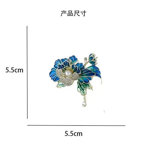 Chinese Enamel Peony Flower Brooch Vintage Cloisonne Pin Hanfu Dress Jewelry 07FC0E-D4 - KOEEK [3]