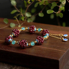 Chinese Natural Garnet Hand Knitting Cloisonné Exquisite Vogue Bracelet 07FC0E-D4 - KOEEK [2]
