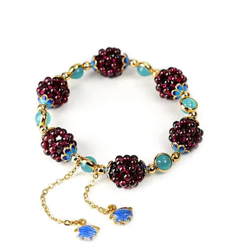 Chinese Natural Garnet Hand Knitting Cloisonné Exquisite Vogue Bracelet 07FC0E-D4 - KOEEK [5]