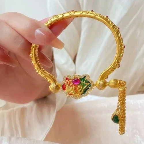 Chinese Style Dragon Phoenix Peace Bangle Detachable Jewelry Set Gift 07FC0E-D4 - KOEEK [1]