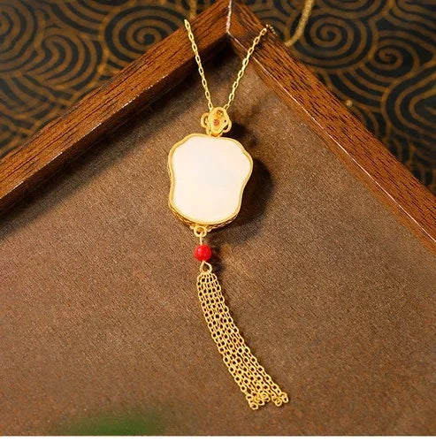 Chinese Style Enamel Fan Pendant Tassel Necklace Vintage  Chinese Style 07FC0E-D4 - KOEEK [7]