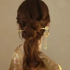 Chinese Style Filigree Cloisonné Butterfly Cloud Tassel Enamel Hairpin 07FC0E-D4 - KOEEK [2]