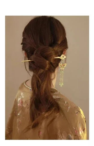 Chinese Style Filigree Cloisonné Butterfly Cloud Tassel Enamel Hairpin 07FC0E-D4 - KOEEK [8]