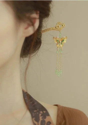 Chinese Style Filigree Cloisonné Butterfly Cloud Tassel Enamel Hairpin 07FC0E-D4 - KOEEK [9]