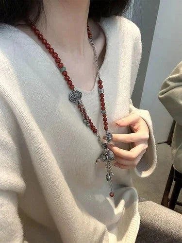 Chinese Style Gourd Bead Necklace Adjustable Pendant Auspicious Lock For Women 07FC0E-D4 - KOEEK [2]