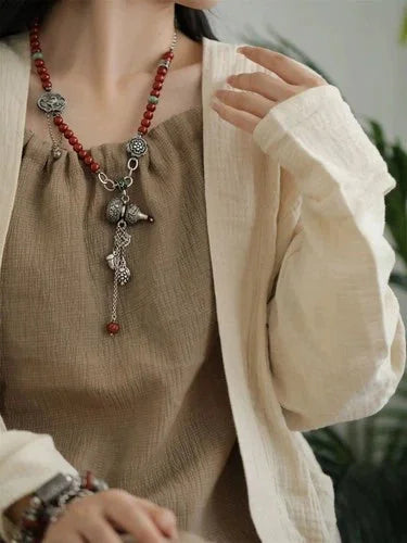 Chinese Style Gourd Bead Necklace Adjustable Pendant Auspicious Lock For Women 07FC0E-D4 - KOEEK [5]