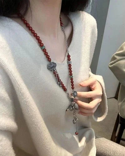 Chinese Style Gourd Bead Necklace Adjustable Pendant Auspicious Lock For Women 07FC0E-D4 - KOEEK [9]