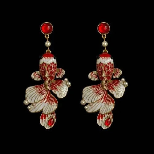 Chinese Style Koi Dangle Earrings Vintage  Year Ear Jewelry For Women 07FC0E-D4 - KOEEK [4]