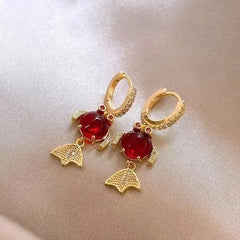 Chinese Style Koi Fish Earrings Red Stud Earrings  Year Jewelry for Women 07FC0E-D4 - KOEEK [3]