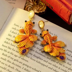 Chinese Style Koi Fish Earrings Vintage Goldfish Stud Jewelry Classical Ornament 07FC0E-D4 - KOEEK [2]