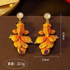 Chinese Style Koi Fish Earrings Vintage Goldfish Stud Jewelry Classical Ornament 07FC0E-D4 - KOEEK [4]