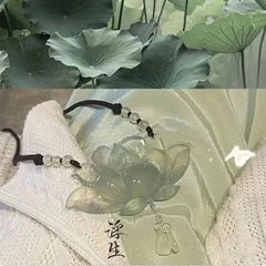 Chinese Style Lotus Pendant Necklace Elegant Hanfu Ancient Costume Accessory 07FC0E-D4 - KOEEK [3]