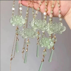 Chinese Style Lotus Yingluo Pearl Necklace Hanfu Tassel Qipao Accessory 1pc 07FC0E-D4 - KOEEK [3]