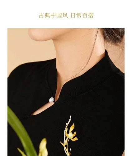 Chinese Style Orchid Brooch Exquisite Hanfu Qipao Suit Flower 07FC0E-D4 - KOEEK [5]