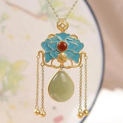 Chinese Style Peony Tassel Pendant Necklace Womens Hanfu Vintage 07FC0E-D4 - KOEEK [2]