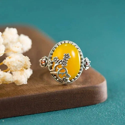 Chinese Style Plum Blossom Open Ring Women Adjustable Vintage Fashion Jewelry 07FC0E-D4 - KOEEK [3]
