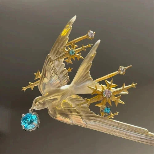 Chinese Style Swallow Hair Pin Cubic Zirconia Inlay Hanfu Qipao Accessory 07FC0E-D4 - KOEEK [3]