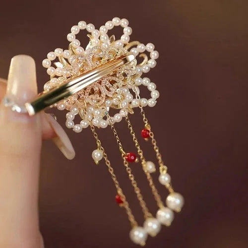 Chinese Style Tassel Hair Clip Pair Hanfu Qipao Vintage Side Hair Accessory 07FC0E-D4 - KOEEK [5]
