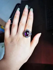 Chinese Vintage Enamel Ring Adjustable Open Band Style Jewelry for Women 07FC0E-D4 - KOEEK [3]