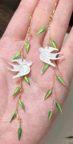 Chinese style swallow drop earrings  chinese style dangle ear jewelry pair 07FC0E-D4 - KOEEK [1]