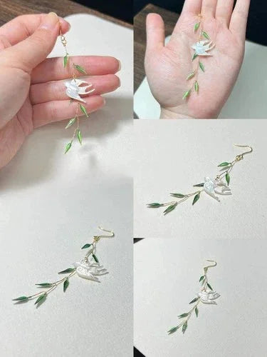 Chinese style swallow drop earrings  chinese style dangle ear jewelry pair 07FC0E-D4 - KOEEK [3]