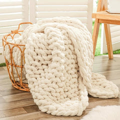 Chunky Knit Throw Blanket for Couch, 40x60 inches,  Hand Knitted 07FC0E-D4 - KOEEK [1]