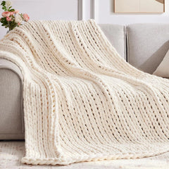 Chunky knit blanket, chenille knit blanket for bed and sofa 07FC0E-D4 - KOEEK [2]