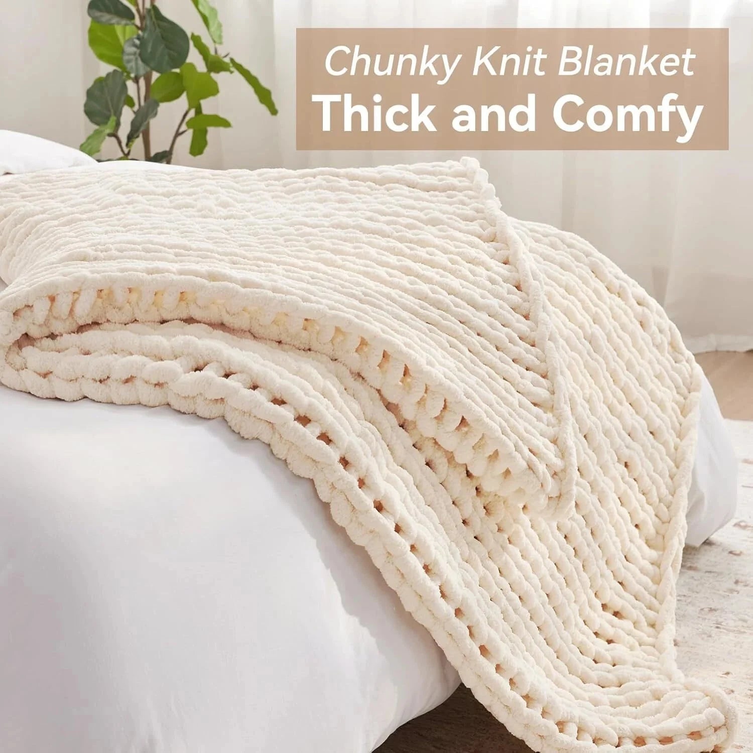 Chunky knit blanket, chenille knit blanket for bed and sofa 07FC0E-D4 - KOEEK [4]