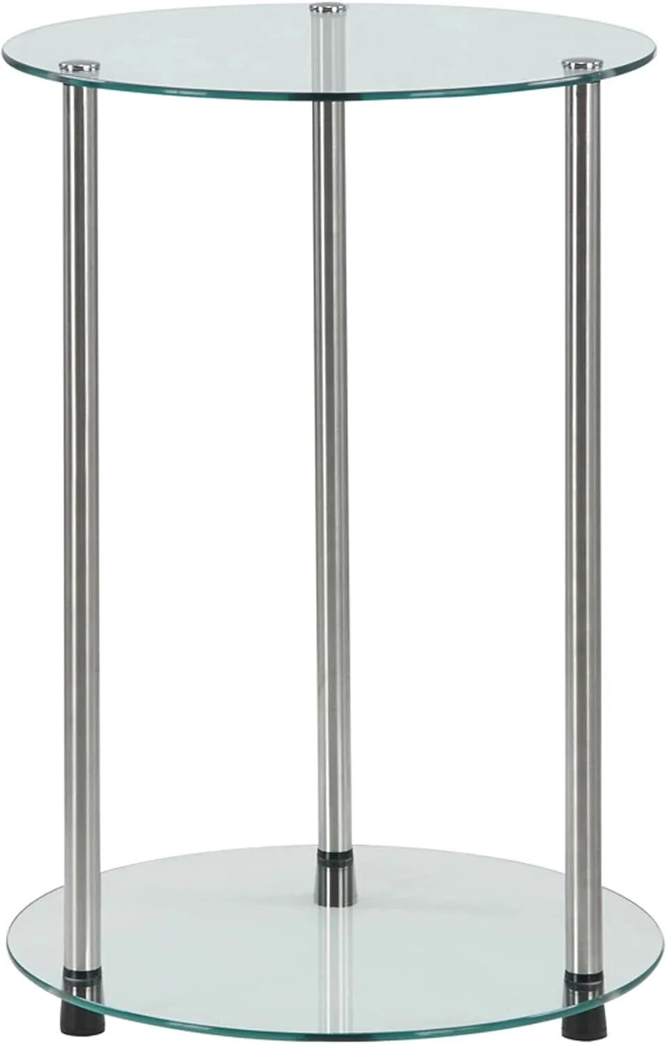Classic Glass 2-Tier Round Table, 15.75(L) x 15.75(W) x 24.41"(H) 07FC0E-D4 - KOEEK [1]