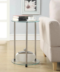 Classic Glass 2-Tier Round Table, 15.75(L) x 15.75(W) x 24.41"(H) 07FC0E-D4 - KOEEK [2]