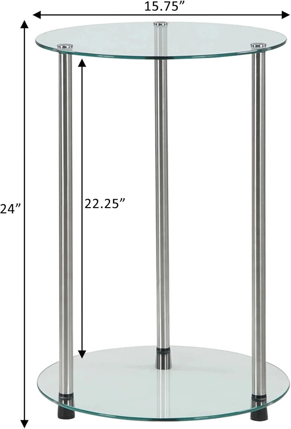 Classic Glass 2-Tier Round Table, 15.75(L) x 15.75(W) x 24.41"(H) 07FC0E-D4 - KOEEK [3]