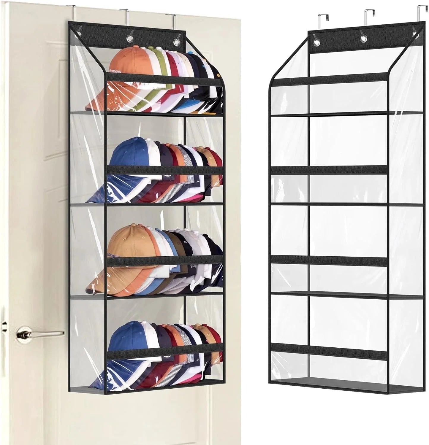 Clear Over the Door Hat Racks for Baseball Caps,Hold 48 Caps Hat Storage 07FC0E-D4 - KOEEK [1]