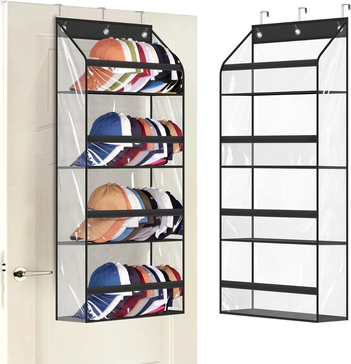 Clear Over the Door Hat Racks for Baseball Caps,Hold 48 Caps Hat Storage 07FC0E-D4 - KOEEK [1]