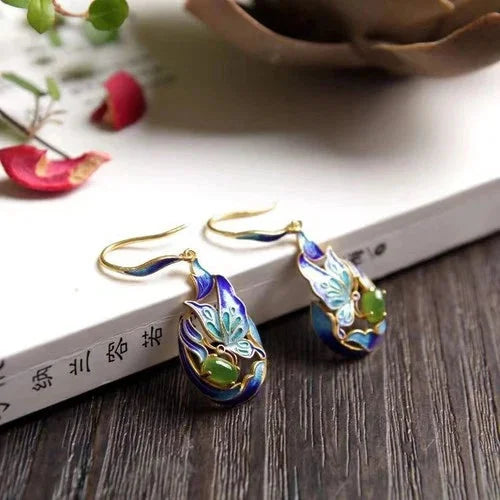 Cloisonné Butterfly Earrings Chinese Ethnic Vintage Enamel Jewelry 07FC0E-D4 - KOEEK [2]