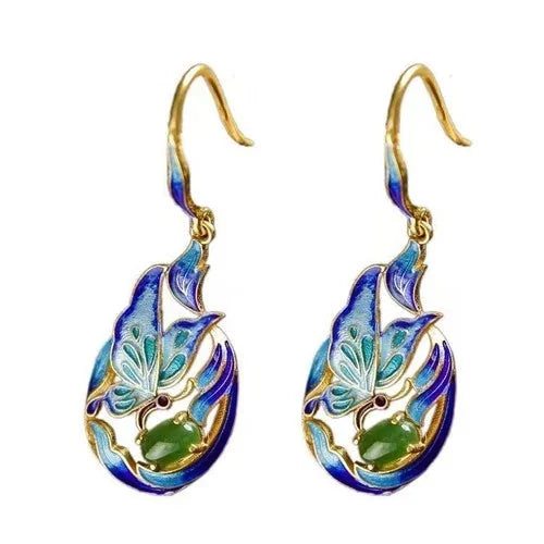 Cloisonné Butterfly Earrings Chinese Ethnic Vintage Enamel Jewelry 07FC0E-D4 - KOEEK [5]