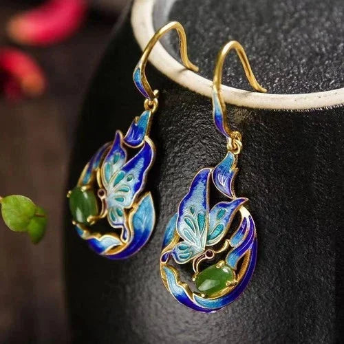 Cloisonné Butterfly Earrings Chinese Ethnic Vintage Enamel Jewelry 07FC0E-D4 - KOEEK [7]
