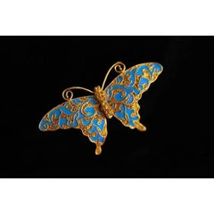 Cloisonne Butterfly Brooch Filigree Inlay Faux Kingfisher Pin Jewelry for Women 07FC0E-D4 - KOEEK [2]