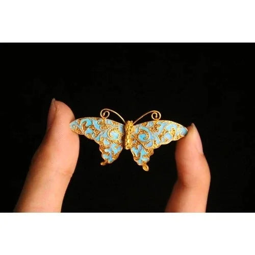 Cloisonne Butterfly Brooch Filigree Inlay Faux Kingfisher Pin Jewelry for Women 07FC0E-D4 - KOEEK [3]