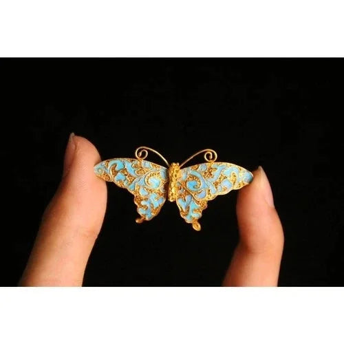 Cloisonne Butterfly Brooch Filigree Inlay Faux Kingfisher Pin Jewelry for Women 07FC0E-D4 - KOEEK [4]
