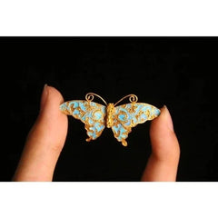 Cloisonne Butterfly Brooch Filigree Inlay Faux Kingfisher Pin Jewelry for Women 07FC0E-D4 - KOEEK [4]