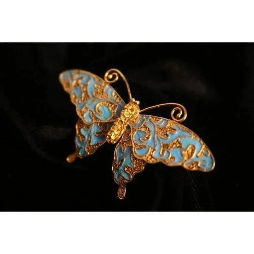 Cloisonne Butterfly Brooch Filigree Inlay Faux Kingfisher Pin Jewelry for Women 07FC0E-D4 - KOEEK [7]